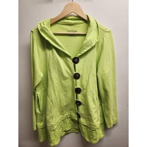 Neon Buddha Women's Button Front‎ Hooded Jacket Chartreuse Green